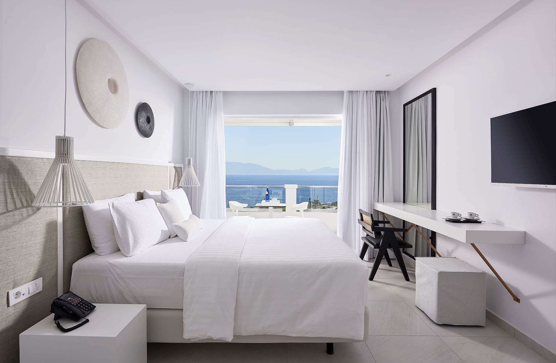
Double bed room and view of the balcony