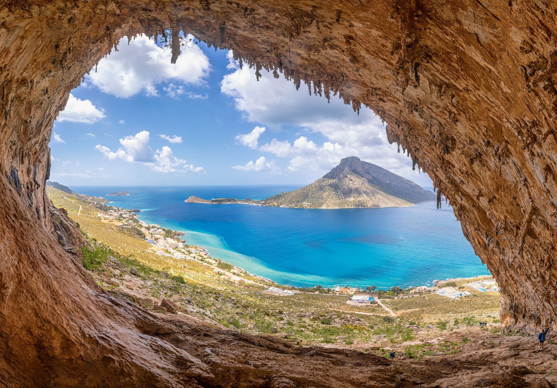 
View of the sea through a cave
